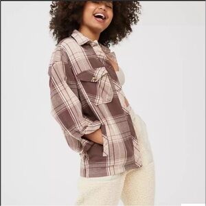 Aerie brown plaid Shacket